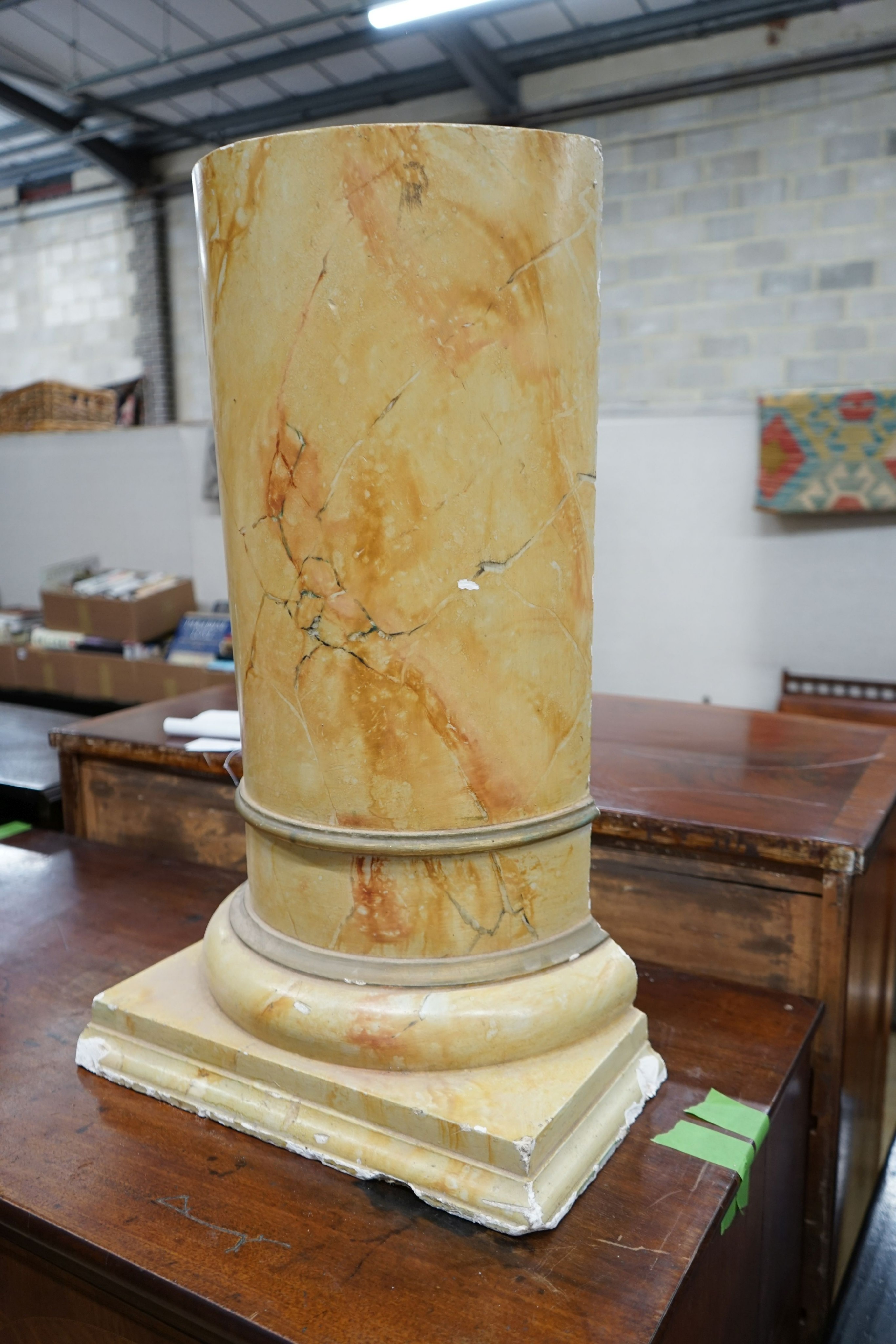A faux marble column section, width 46cm, height 72cm